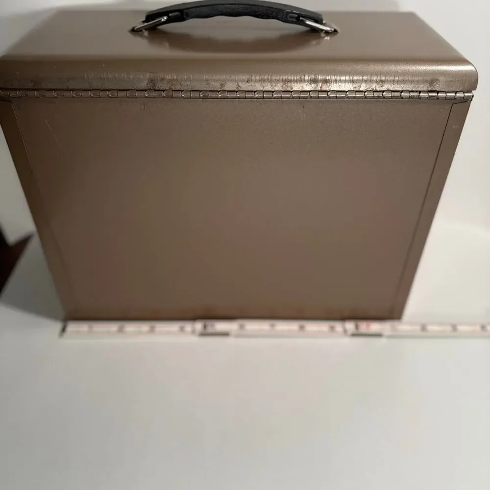 Vintage Rockway Metal File Box Tan 13.5” x 5” x 8.75” Security